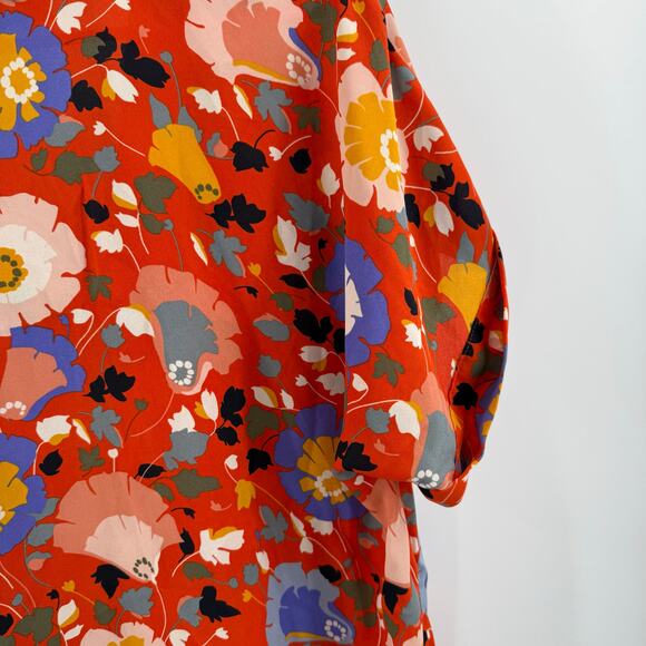 CABI Blouse Size Small 5892 Replay Floral Short Sleeve V-Neck Tunic Office Work - Picture 10 of 16